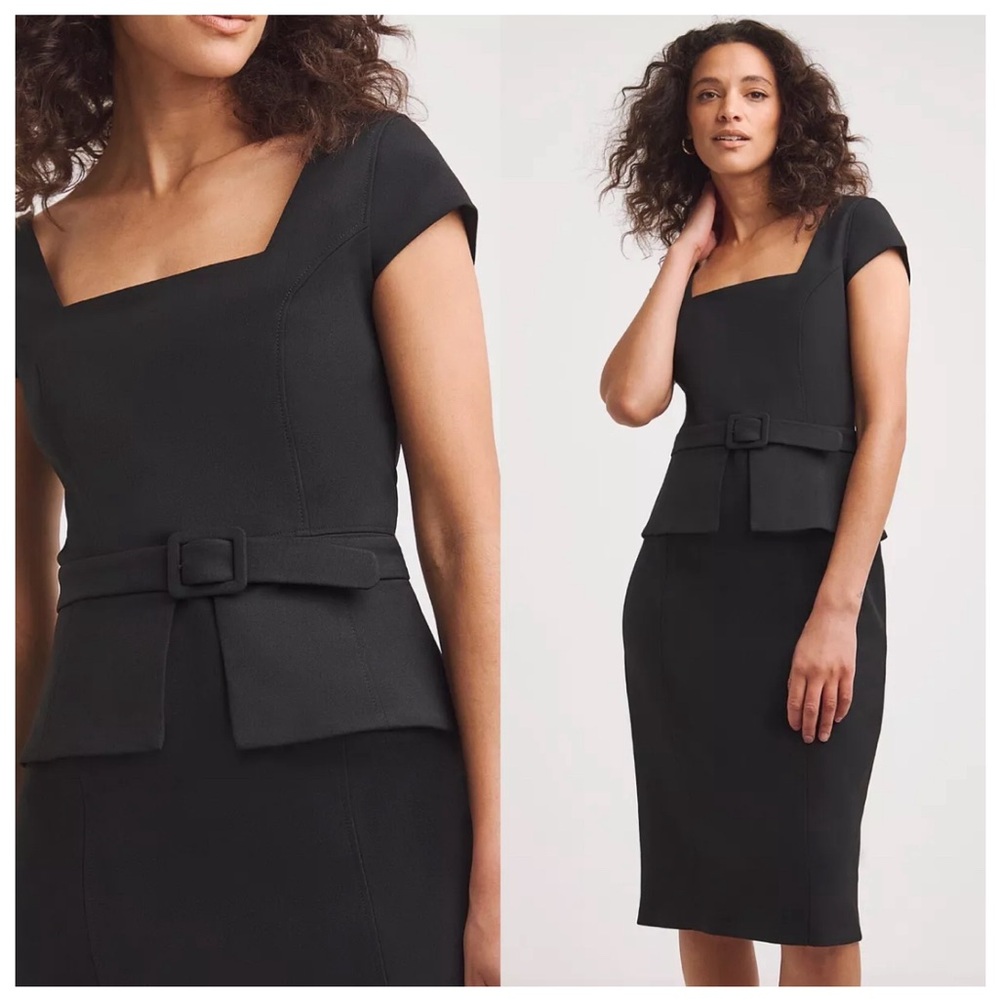 Ted Baker Fleurrr Square Neck Midi Dress With Detachable Belt